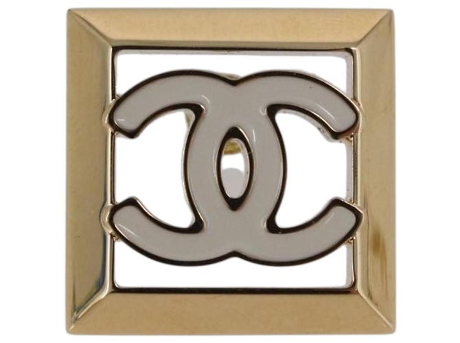 Orecchini CHANEL Metallo Tonalità Oro White CC Auth ar14117M Bianco - vista 3