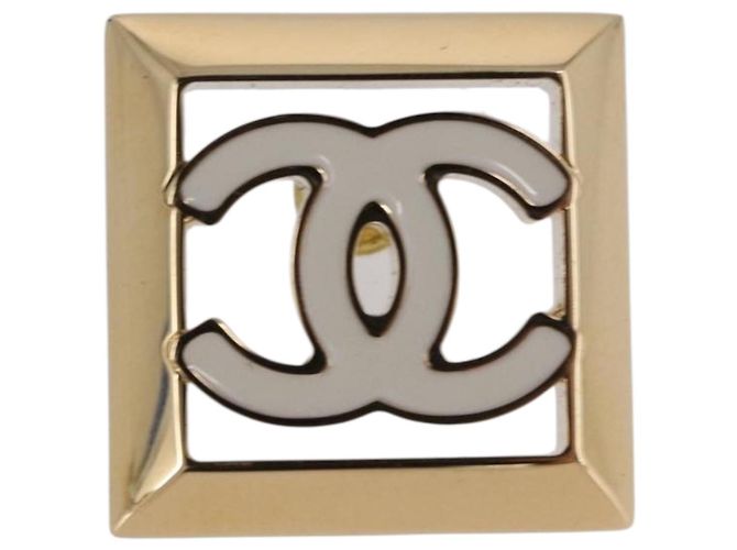 Orecchini CHANEL Metallo Tonalità Oro White CC Auth ar14117M Bianco - vista 7