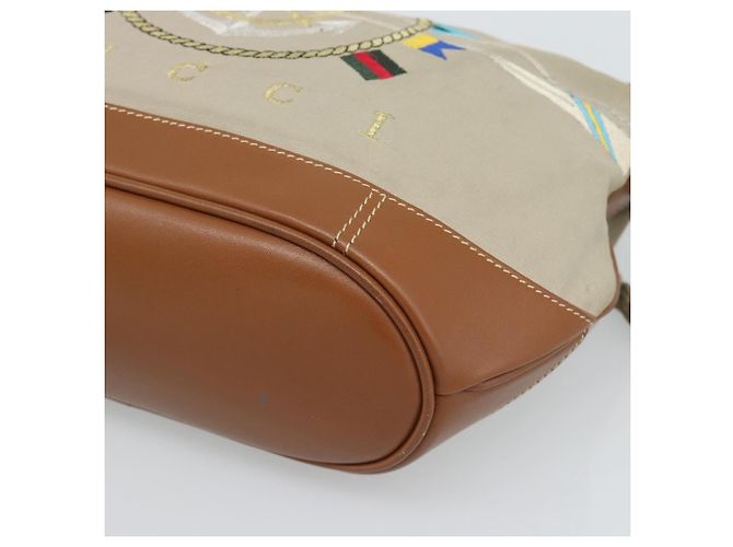 Borsa a Spalla GUCCI Tela Beige Argento 001 090 1130 Auth ep15290 - vista 10