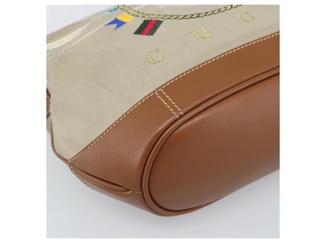 Borsa a Spalla GUCCI Tela Beige Argento 001 090 1130 Auth ep15290 - vista 11