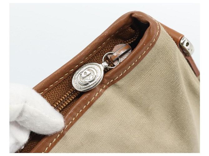 Borsa a Spalla GUCCI Tela Beige Argento 001 090 1130 Auth ep15290 - vista 14