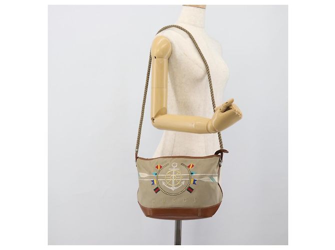 Borsa a Spalla GUCCI Tela Beige Argento 001 090 1130 Auth ep15290 - vista 22