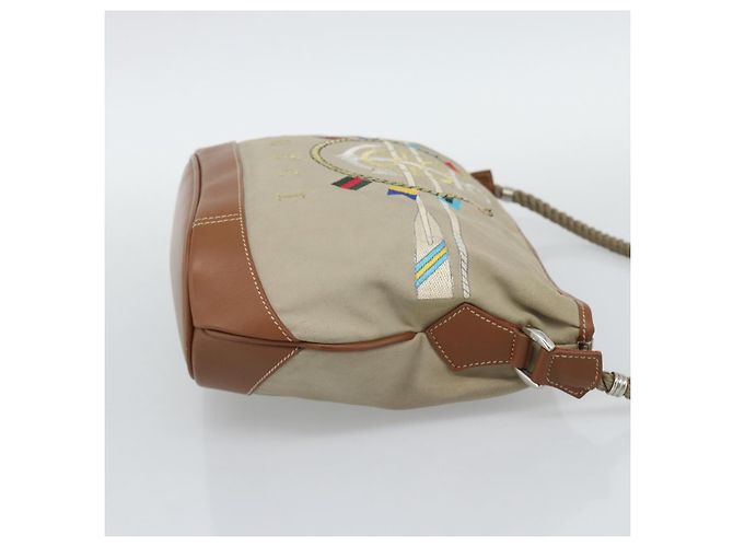 Borsa a Spalla GUCCI Tela Beige Argento 001 090 1130 Auth ep15290 - vista 5