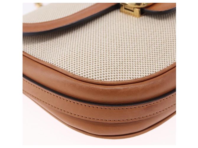 Céline Borsa a Spalla CELINE in Tela Beige con Catena Oro Auth ka5419V - vista 10