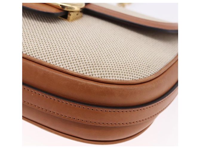 Céline Borsa a Spalla CELINE in Tela Beige con Catena Oro Auth ka5419V - vista 11