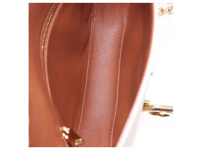 Céline Borsa a Spalla CELINE in Tela Beige con Catena Oro Auth ka5419V - vista 17