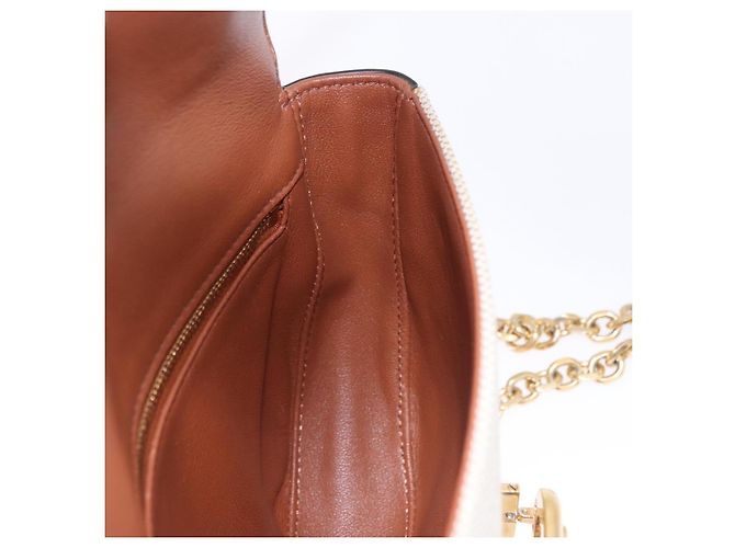 Céline Borsa a Spalla CELINE in Tela Beige con Catena Oro Auth ka5419V - vista 18