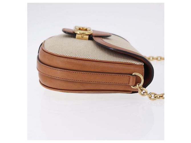 Céline Borsa a Spalla CELINE in Tela Beige con Catena Oro Auth ka5419V - vista 4