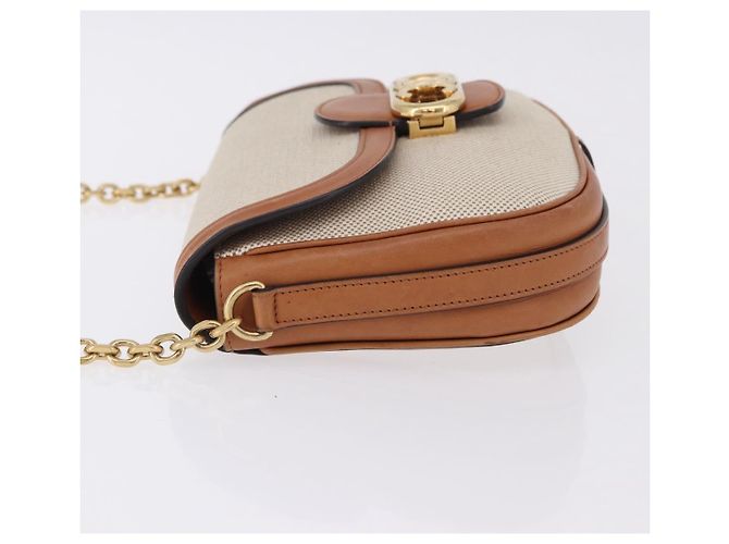 Céline Borsa a Spalla CELINE in Tela Beige con Catena Oro Auth ka5419V - vista 5