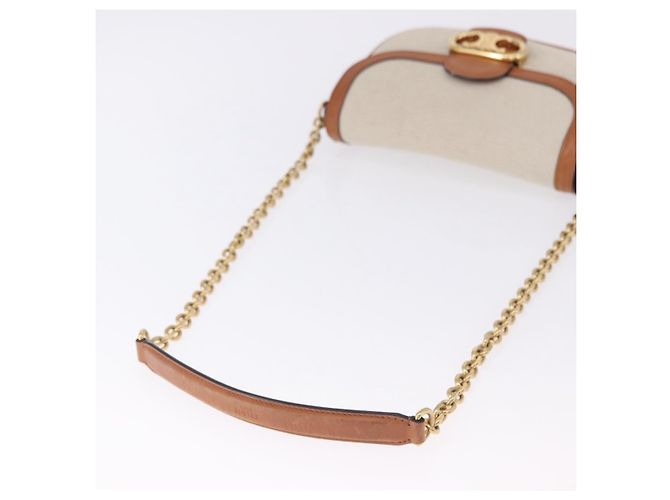 Céline Borsa a Spalla CELINE in Tela Beige con Catena Oro Auth ka5419V - vista 7