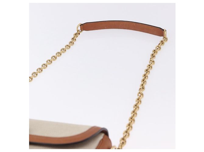 Céline Borsa a Spalla CELINE in Tela Beige con Catena Oro Auth ka5419V - vista 8