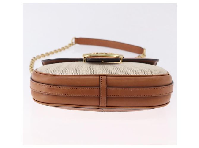 Céline Borsa a Spalla CELINE in Tela Beige con Catena Oro Auth ka5419V - vista 9