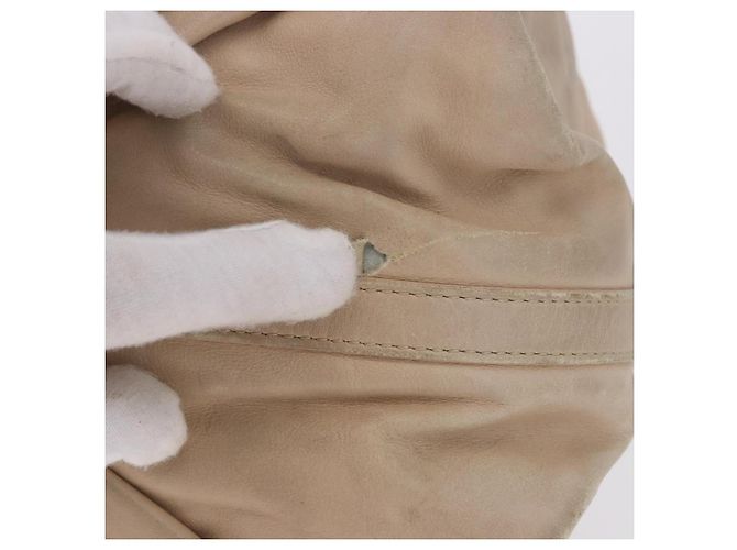 Bulgari Borsa Tote BVLGARI Chandra in pelle beige oro Auth BA14122 D'oro - vista 10
