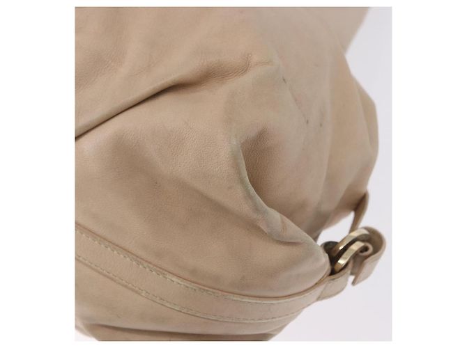 Bulgari Borsa Tote BVLGARI Chandra in pelle beige oro Auth BA14122 D'oro - vista 14
