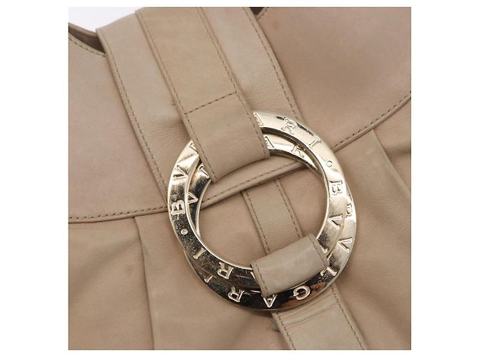 Bulgari Borsa Tote BVLGARI Chandra in pelle beige oro Auth BA14122 D'oro - vista 15