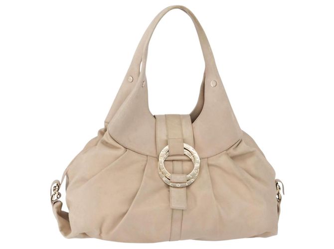Bulgari Borsa Tote BVLGARI Chandra in pelle beige oro Auth BA14122 D'oro - vista 2