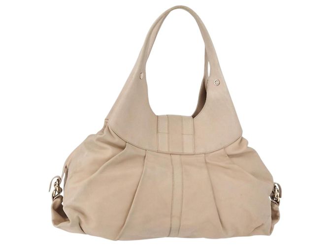 Bulgari Borsa Tote BVLGARI Chandra in pelle beige oro Auth BA14122 D'oro - vista 3