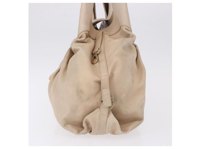 Bulgari Borsa Tote BVLGARI Chandra in pelle beige oro Auth BA14122 D'oro - vista 4