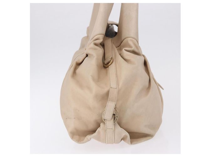Bulgari Borsa Tote BVLGARI Chandra in pelle beige oro Auth BA14122 D'oro - vista 5
