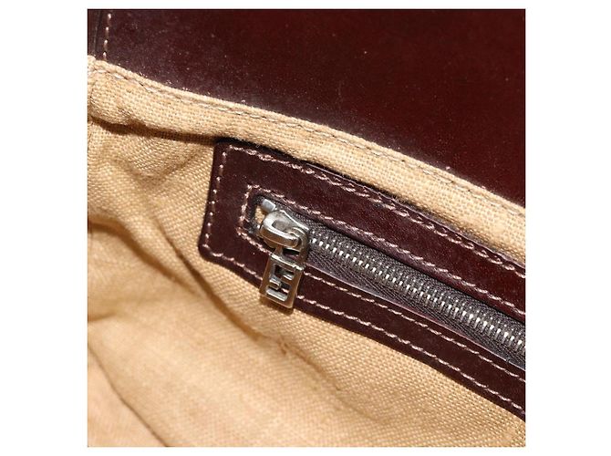Borsa a tracolla FENDI Mamma Baguette in tela con perline beige argento Auth 189253SM - vista 22