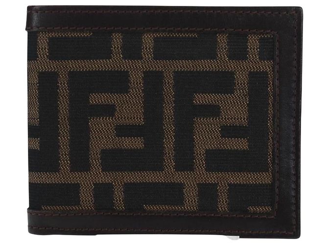 FENDI Zucca Canvas Bifold Wallet Black Brown Auth am12162V - view 2