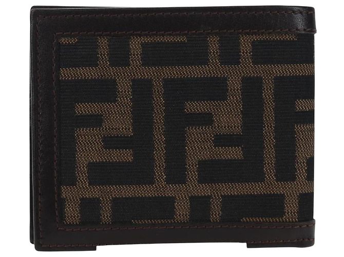 FENDI Zucca Canvas Bifold Wallet Black Brown Auth am12162V - view 3