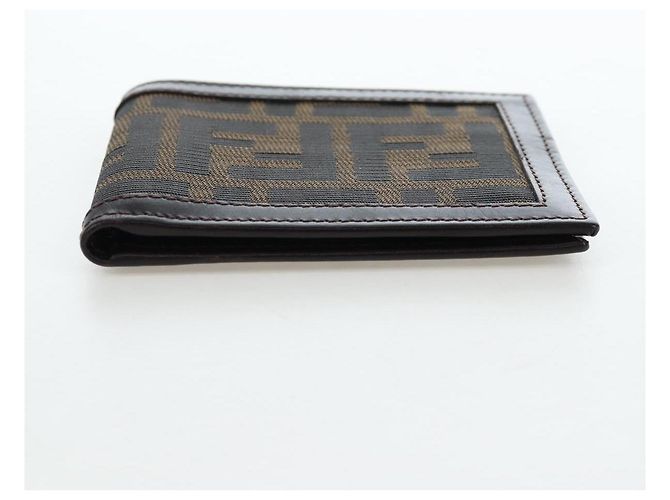 FENDI Zucca Canvas Bifold Wallet Black Brown Auth am12162V - view 7