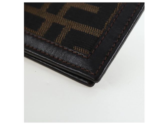 FENDI Zucca Canvas Bifold Wallet Black Brown Auth am12162V - view 9