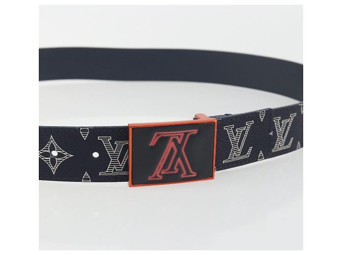 LOUIS VUITTON Cintura Monogram Ceinture Etropol Navy M0049 LV Auth ar14133M Blu navy - vista 5
