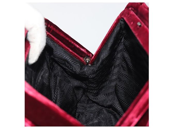 Borsa PRADA Velluto Rosso Argento Autentica bs36290 - vista 17
