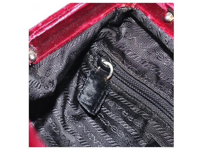 Borsa PRADA Velluto Rosso Argento Autentica bs36290 - vista 19