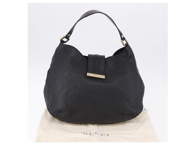 Borsa a tracolla GUCCI GG Canvas Guccissima in pelle nera e oro 233604 Auth 193115V Nero D'oro - vista 23
