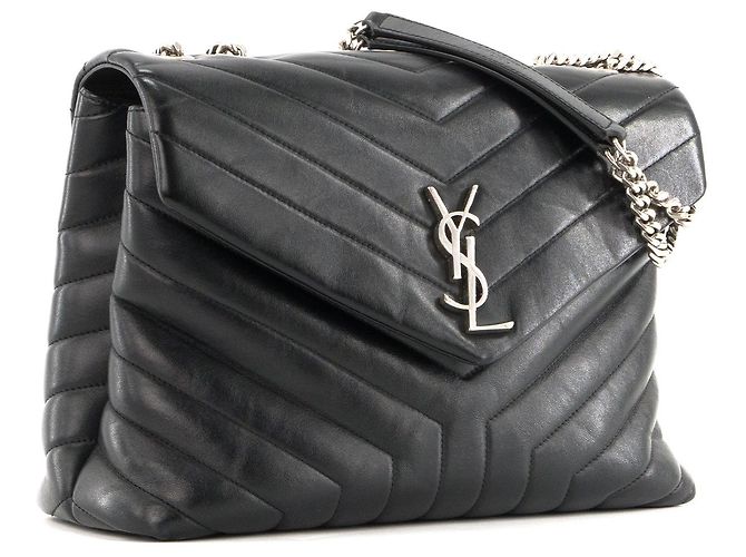 SAINT LAURENT - Borsa a tracolla Loulou Medium Saint Laurent in pelle liscia nera Nero - vista 2