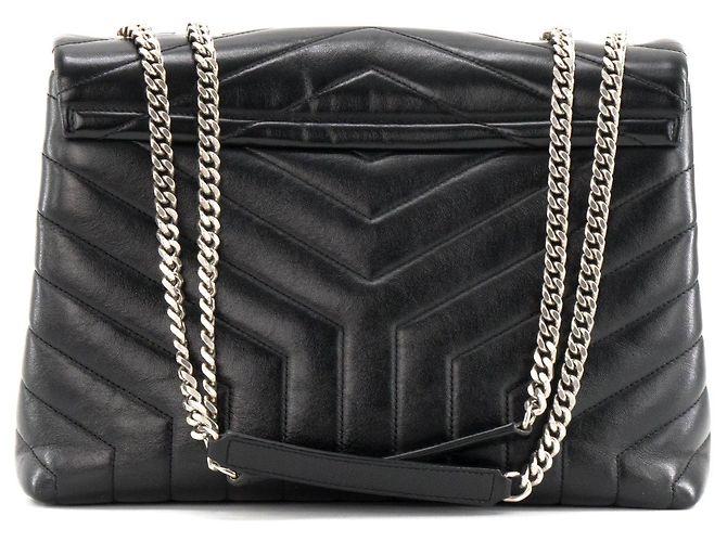 SAINT LAURENT - Borsa a tracolla Loulou Medium Saint Laurent in pelle liscia nera Nero - vista 3