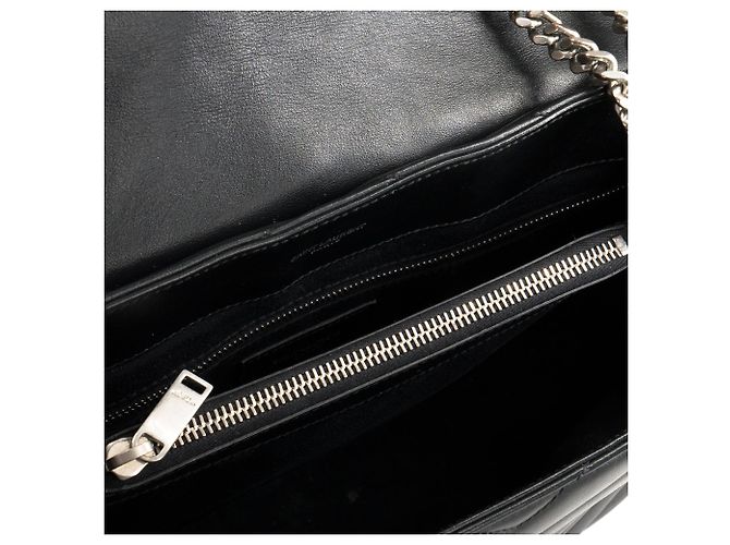 SAINT LAURENT - Borsa a tracolla Loulou Medium Saint Laurent in pelle liscia nera Nero - vista 7