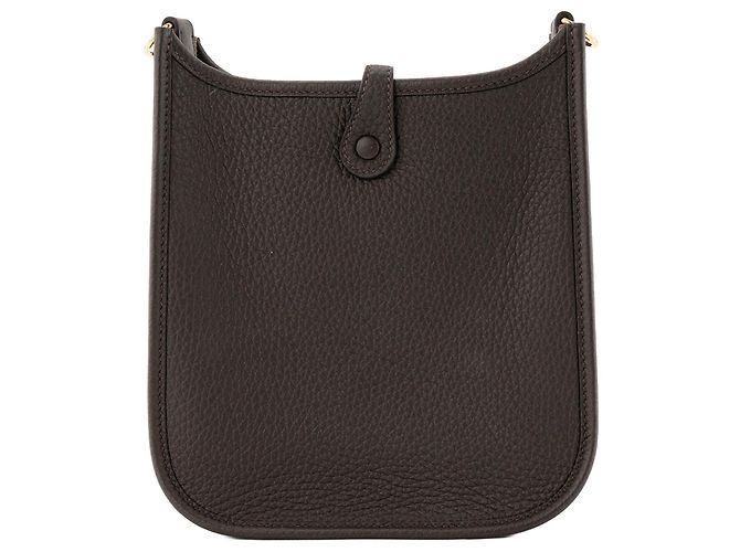 HERMÈS - Borsa a tracolla Evelyne 16 mini Hermès in pelle Clemence marrone ebano - vista 3