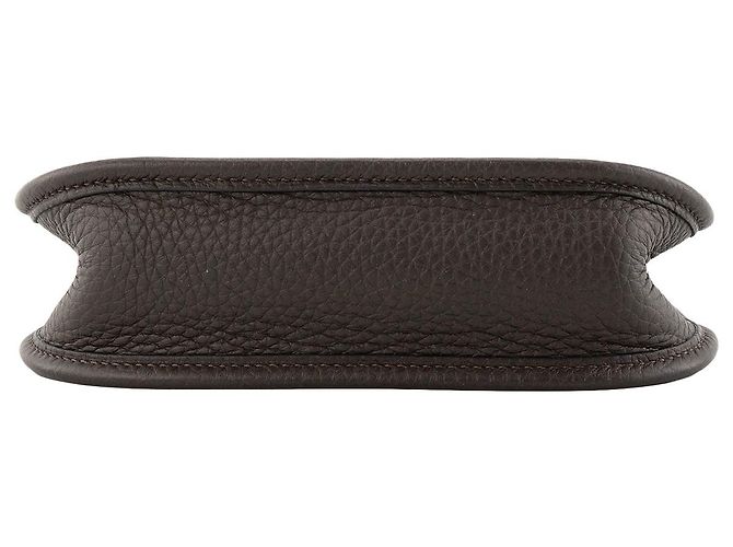 HERMÈS - Borsa a tracolla Evelyne 16 mini Hermès in pelle Clemence marrone ebano - vista 4