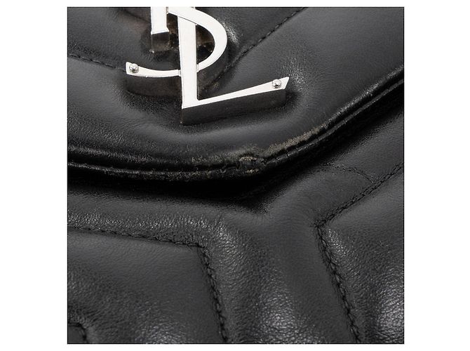 SAINT LAURENT - Borsa a tracolla Loulou Medium in pelle liscia nera Nero - vista 7