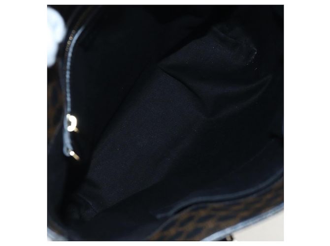 Céline Borsa Tote CELINE Macadam Canvas PVC Pelle Nera Oro Auth 191814V Nero D'oro - vista 16