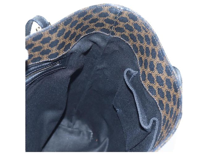Céline Borsa Tote CELINE Macadam Canvas PVC Pelle Nera Oro Auth 191814V Nero D'oro - vista 17
