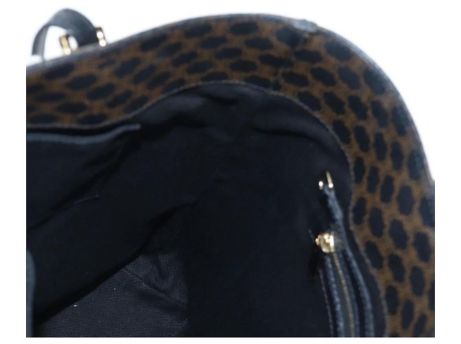 Céline Borsa Tote CELINE Macadam Canvas PVC Pelle Nera Oro Auth 191814V Nero D'oro - vista 18