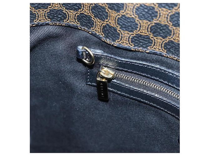 Céline Borsa Tote CELINE Macadam Canvas PVC Pelle Nera Oro Auth 191814V Nero D'oro - vista 19