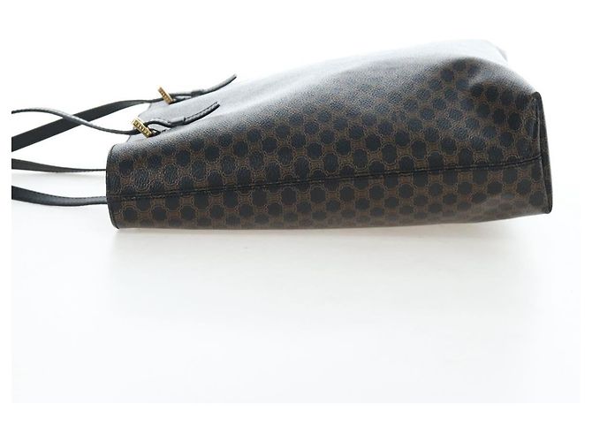 Céline Borsa Tote CELINE Macadam Canvas PVC Pelle Nera Oro Auth 191814V Nero D'oro - vista 4
