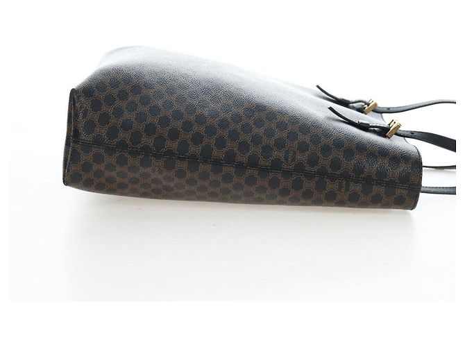 Céline Borsa Tote CELINE Macadam Canvas PVC Pelle Nera Oro Auth 191814V Nero D'oro - vista 5