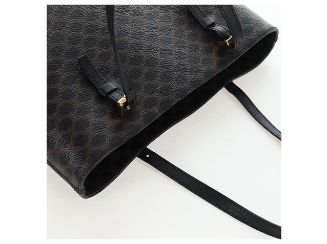 Céline Borsa Tote CELINE Macadam Canvas PVC Pelle Nera Oro Auth 191814V Nero D'oro - vista 6