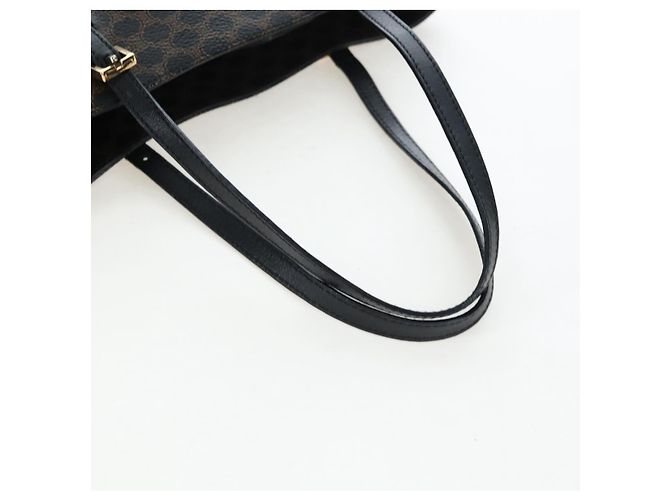 Céline Borsa Tote CELINE Macadam Canvas PVC Pelle Nera Oro Auth 191814V Nero D'oro - vista 7