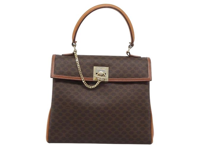 Céline CELINE Macadam Handtasche aus PVC und Leder Braun Goldfarben Authentisch ep15431 - Ansicht 2