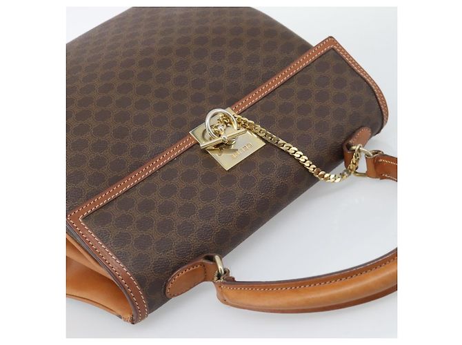 Céline CELINE Macadam Handtasche aus PVC und Leder Braun Goldfarben Authentisch ep15431 - Ansicht 6