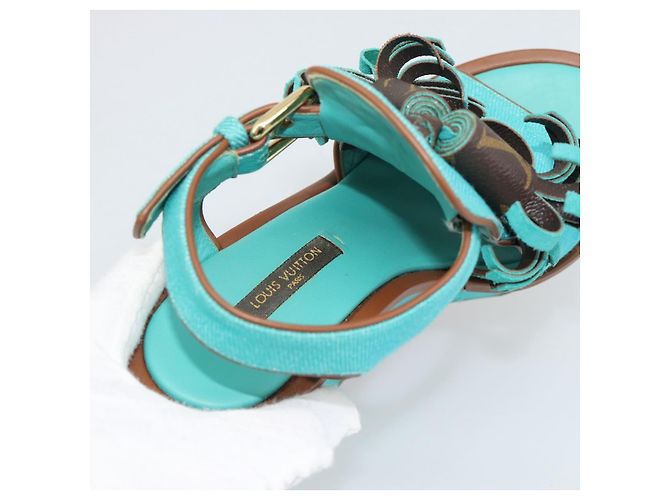 LOUIS VUITTON Sandali con Nappina Monogram EU35 Verde LV Auth ar14146 Monogramma - vista 12