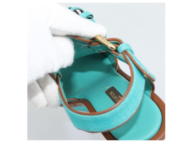 LOUIS VUITTON Sandali con Nappina Monogram EU35 Verde LV Auth ar14146 Monogramma - vista 22
